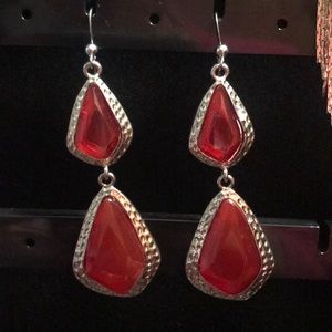 Women’s red statement earrings